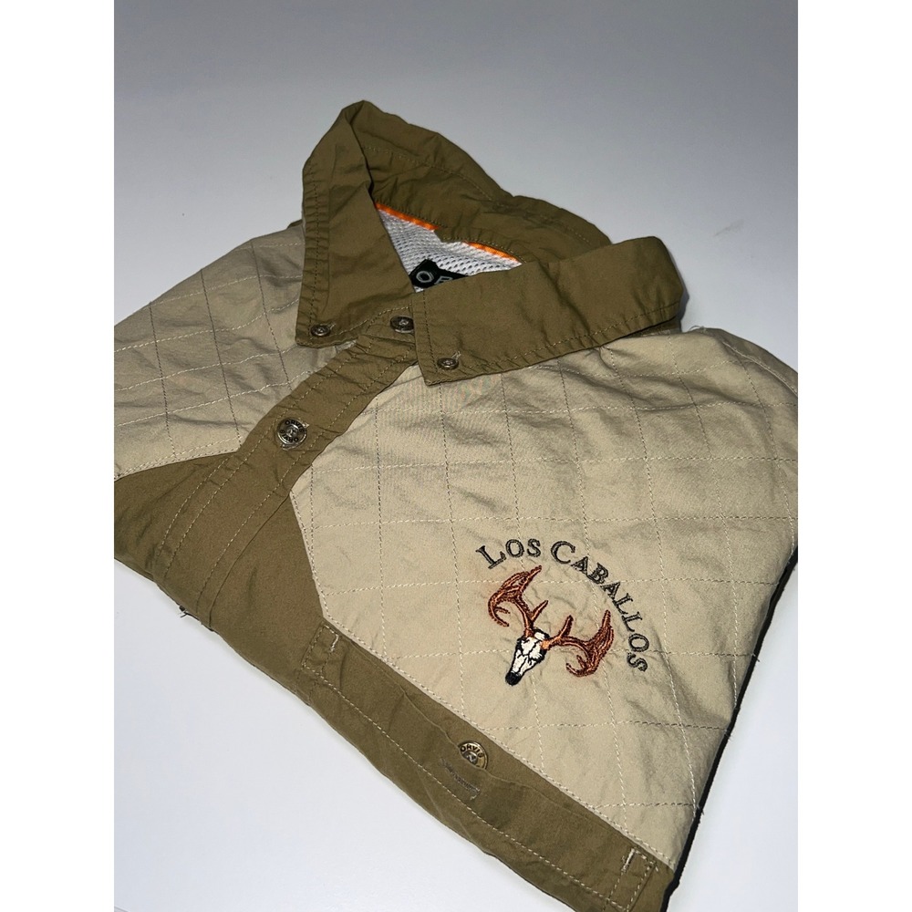 Orvis Shooting Shirt Mens XXL Khaki Los Caballos Cabot Oil Gas Hunting LS Deer